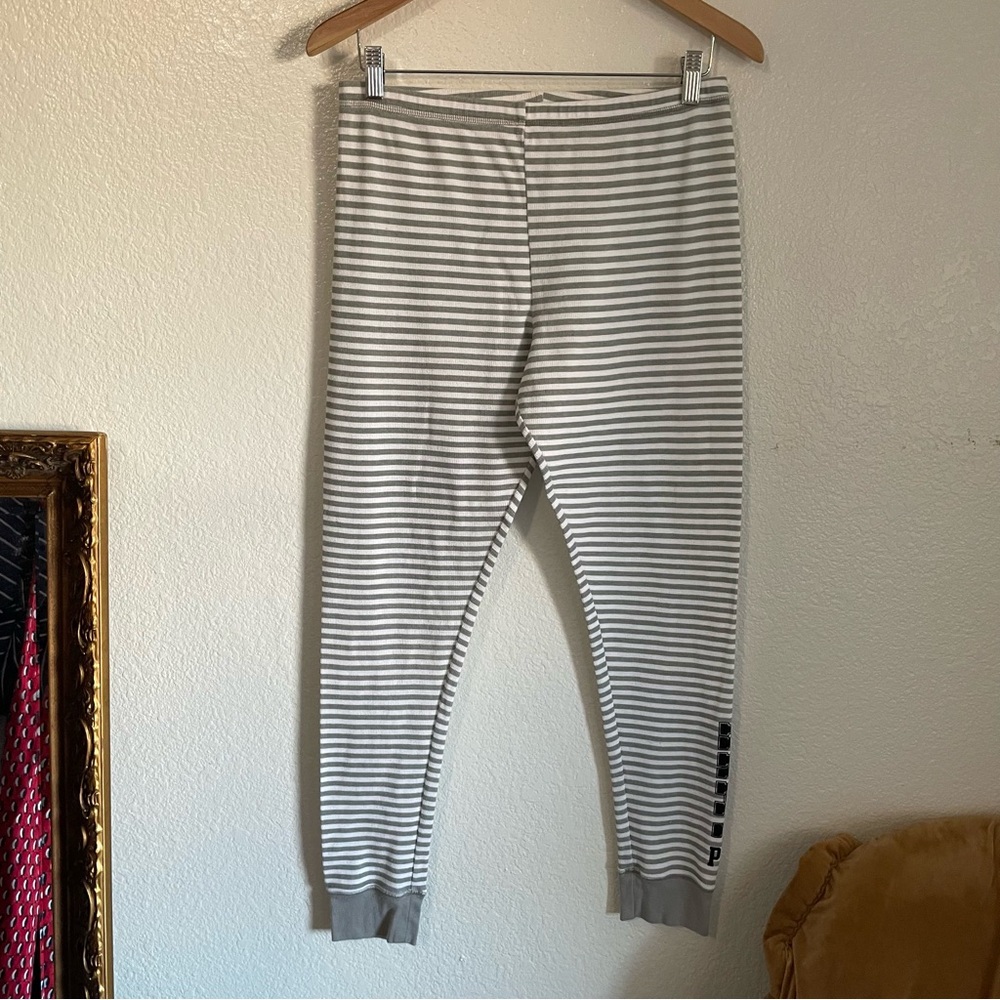 PINK Victoria's Secret Gray Striped Army Collegiate Collection Lounge Pants L